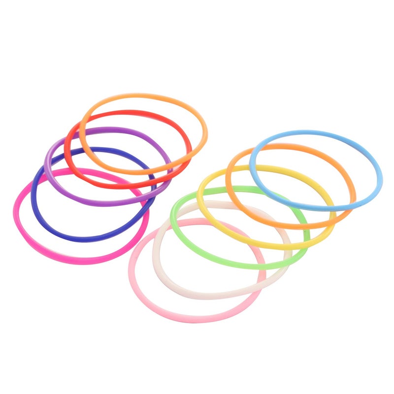 Senkary 120 Pieces Silicone Jelly Bracelets Glow Neon 80s Rubber Bracelets Gel Gummy Elastic Hair Ties for Adults, Women, Kids, Girl, Party Favors (10 Colors) - Image 2